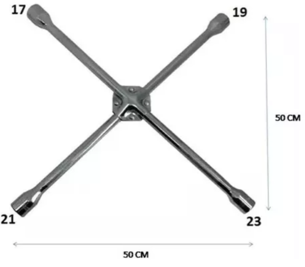 Chave Cruz de Roda Profissional 50cm Reforçada Aço - Imagem 2